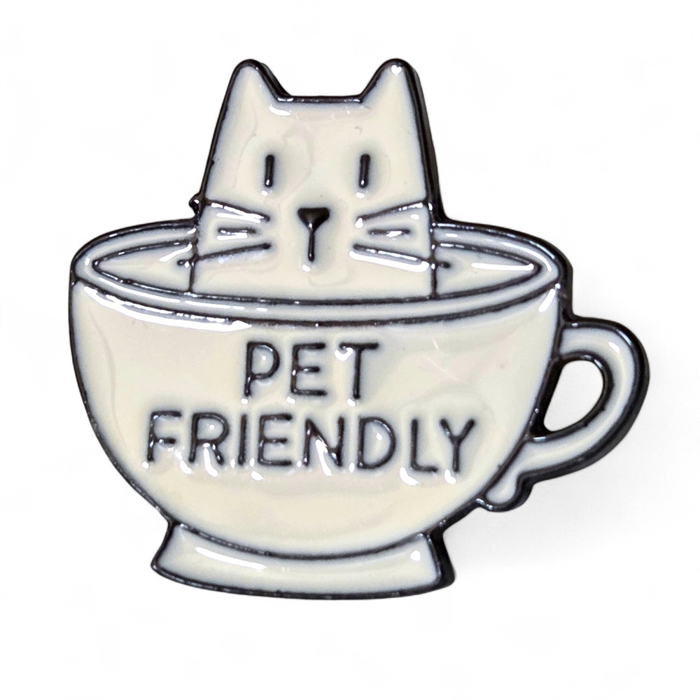 Pet Friendly White Cat Enamel Pin - Minimalist Coffee Mug Vet Tech Pet Sitter